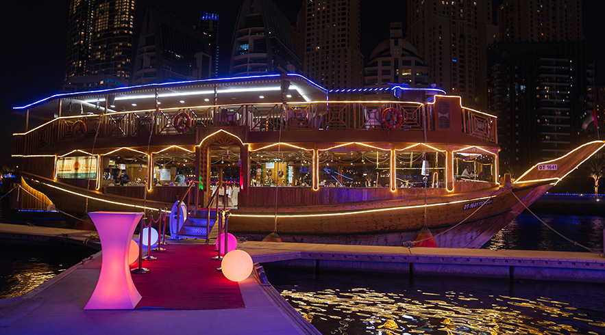 Arabian Dhow Cruise in Dubai Marina with Dinner 